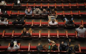 conferenza, pubblico, platea
